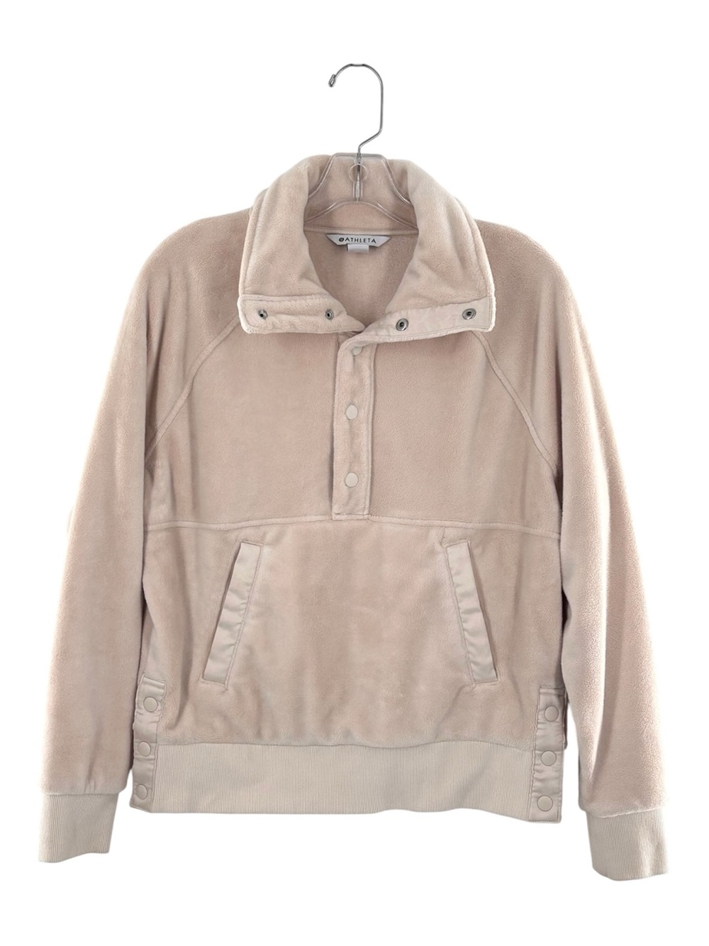 Athleta Recover Cozy Fleece Ivory Chantilly Cream  Snap Front Sweatshirt